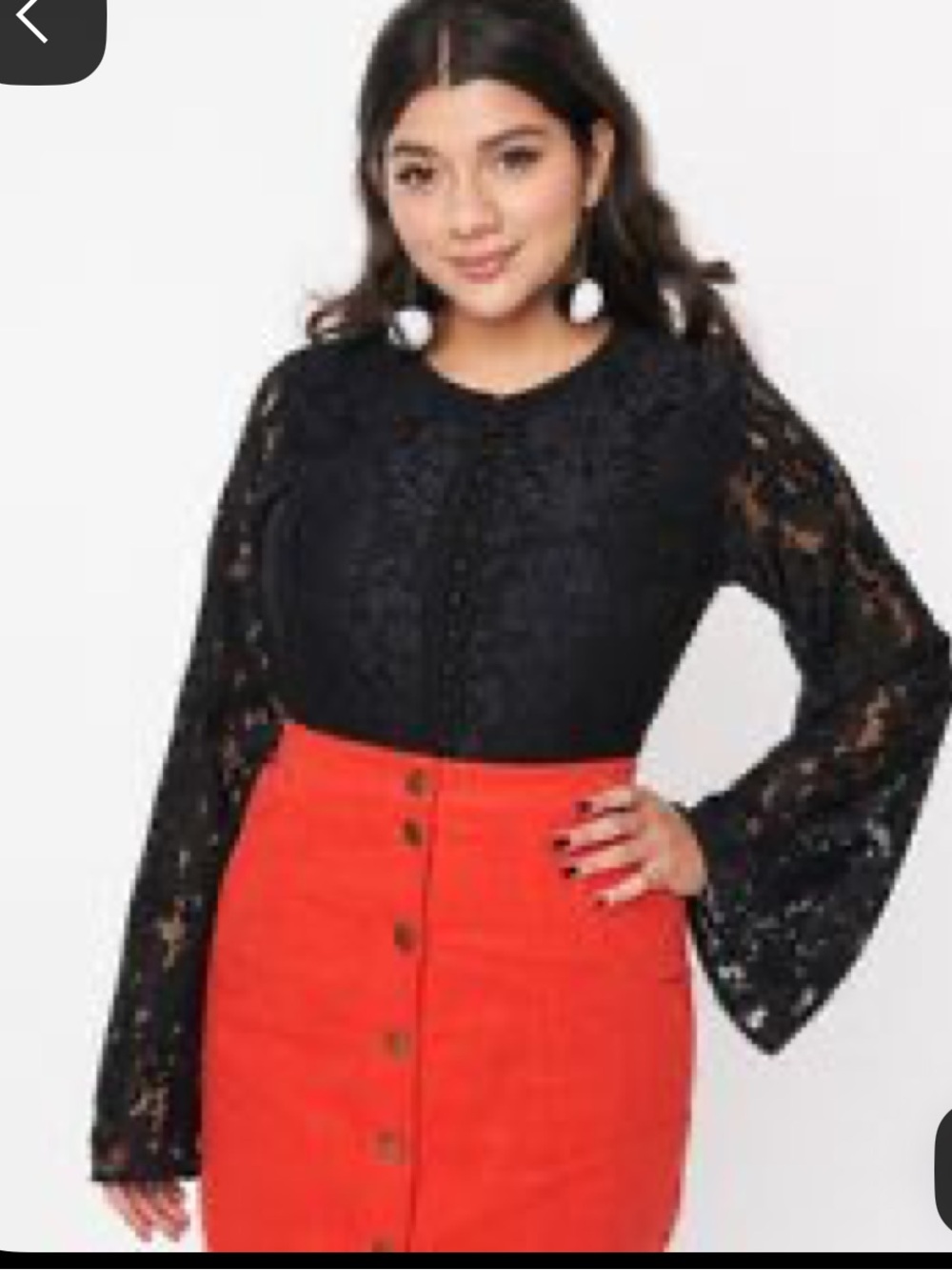 Classic Black Lace Top bell sleeve cardigan xl